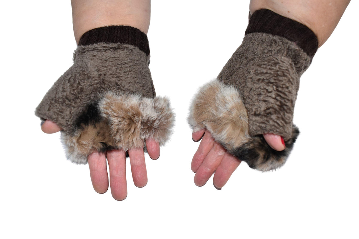 Sheepskin Fingerless Gloves: Shearling Fur Lined, Handmade in Greece