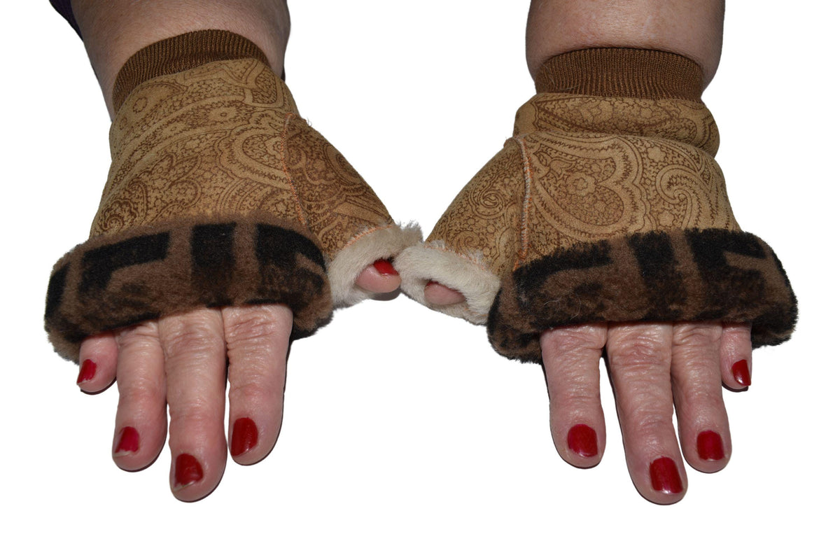 Handmade Shearling Fingerless Gloves: Genuine Sheepskin, Unisex Winter Gift