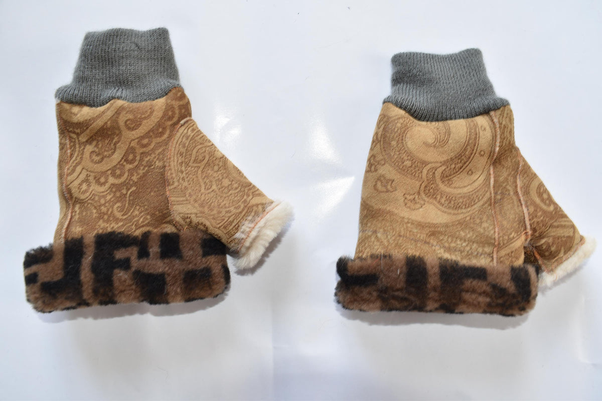 Handmade Shearling Fingerless Gloves: Sheepskin Winter Gift