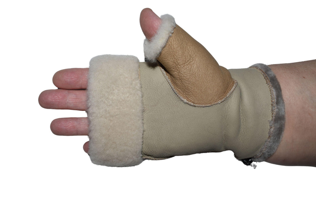 Sheepskin Fingerless Gloves: Shearling Fur Lined, Handmade in Greece