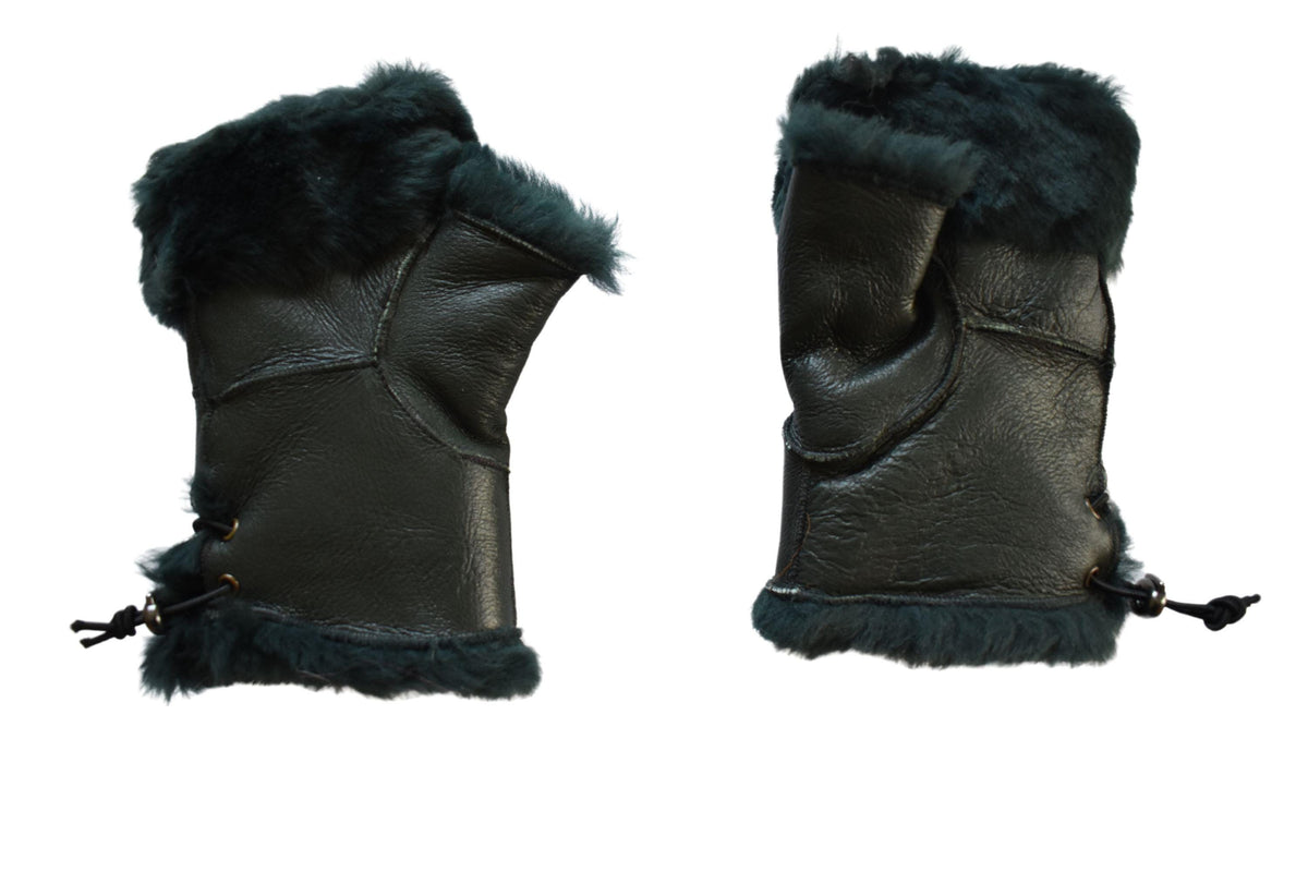 Handmade Shearling Fingerless Gloves: Genuine Sheepskin Winter Gloves