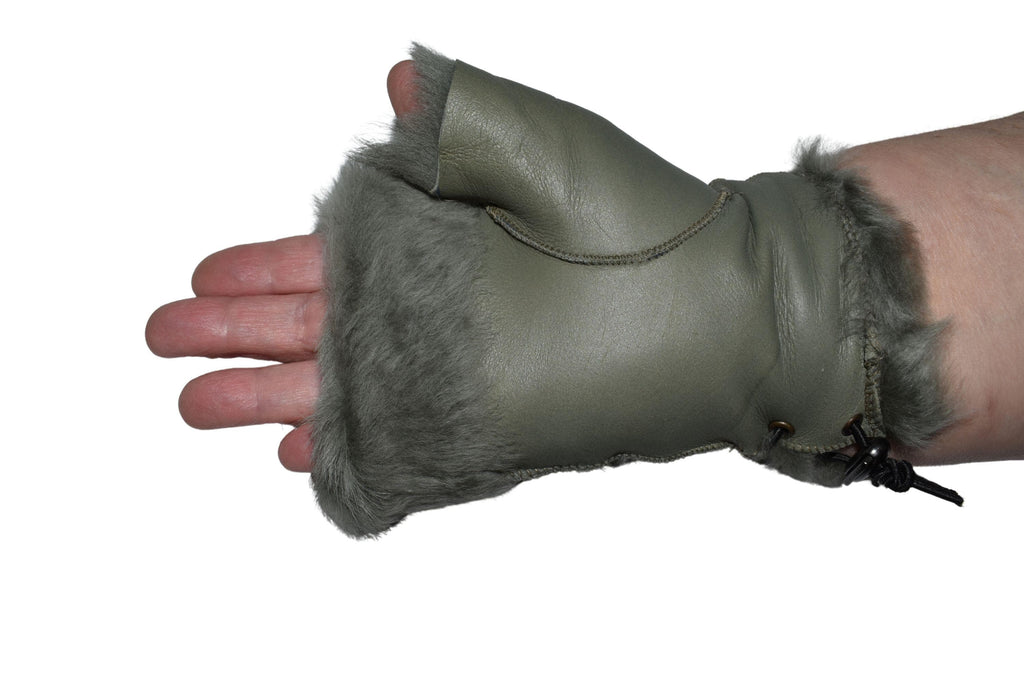 Handmade Shearling Fingerless Gloves: Genuine Sheepskin, Unisex
