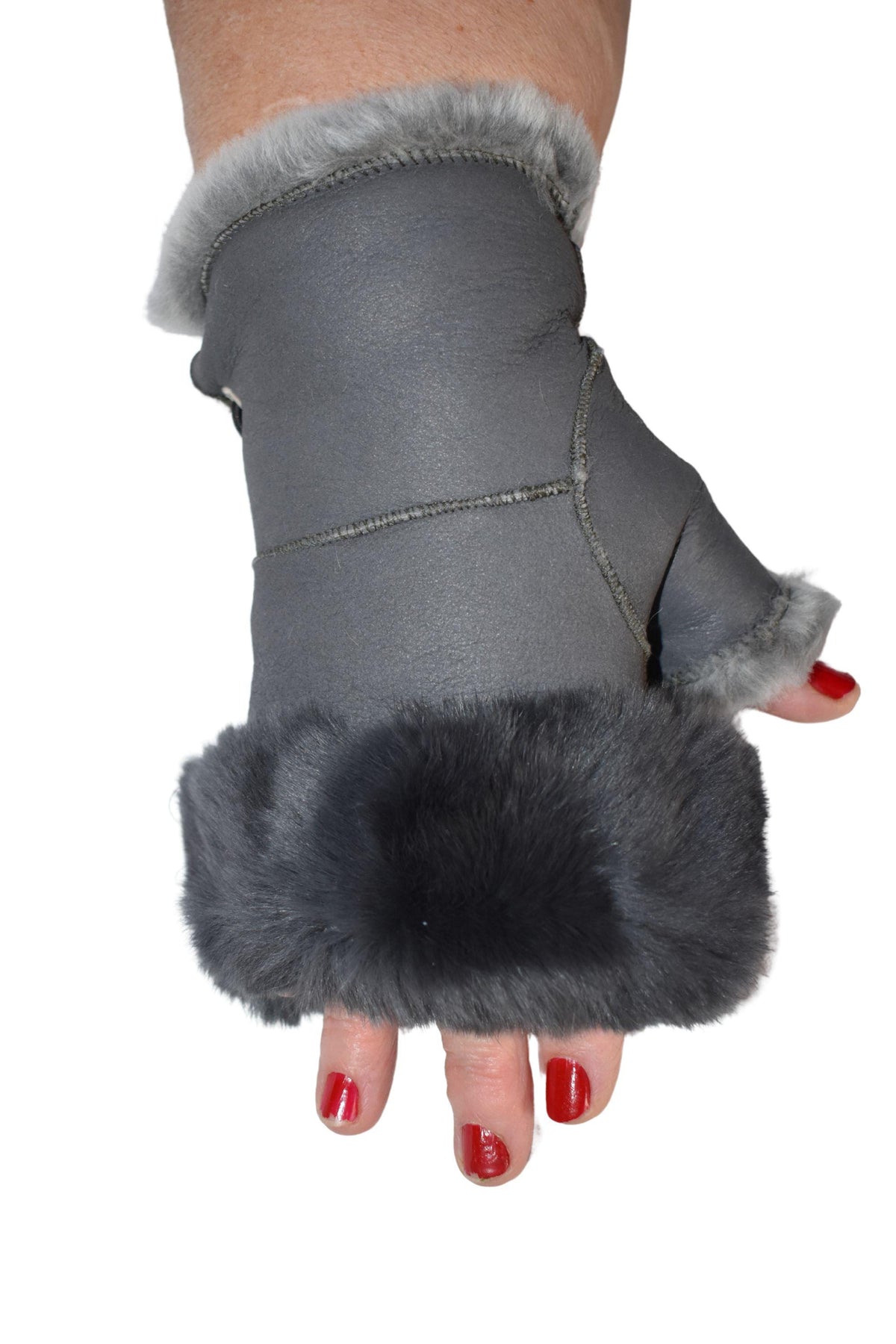Shearling Fingerless Gloves: Handmade Sheepskin Leather Winter Gloves
