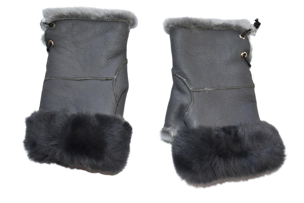 Shearling Fingerless Gloves: Handmade Sheepskin Leather Winter Gloves
