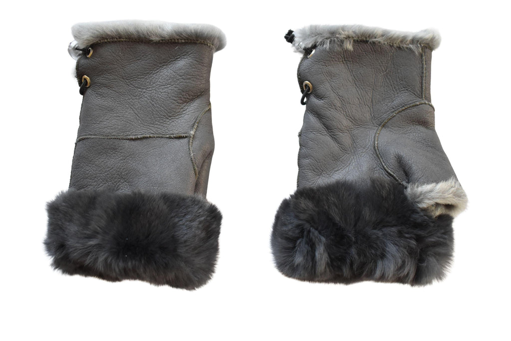 Shearling Fingerless Gloves: Handmade Sheepskin Leather Winter Gloves