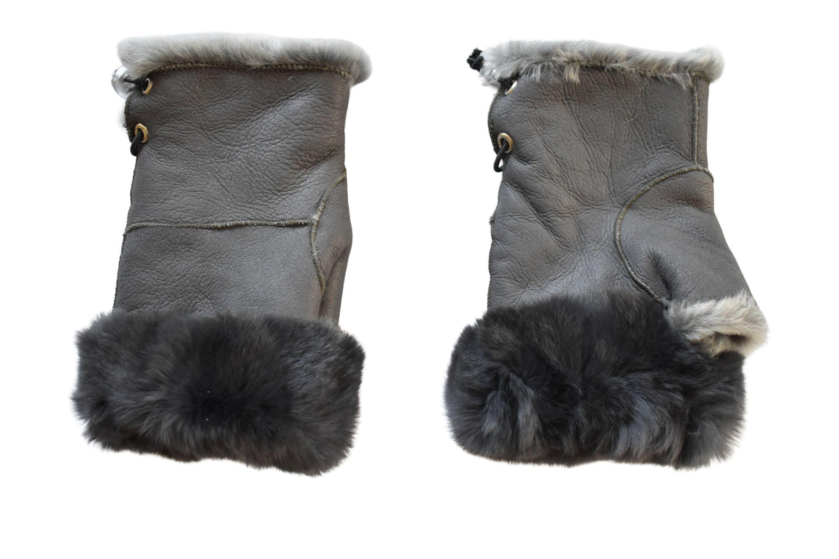 Shearling Fingerless Gloves: Handmade Sheepskin Leather Winter Gloves