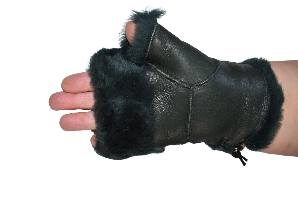 Handmade Shearling Fingerless Gloves: Genuine Sheepskin Winter Gloves
