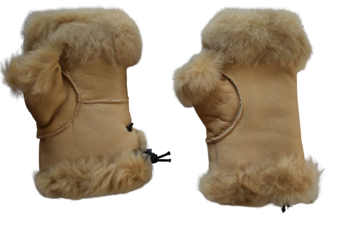 Handmade Shearling Fingerless Gloves: Genuine Sheepskin Winter Gift
