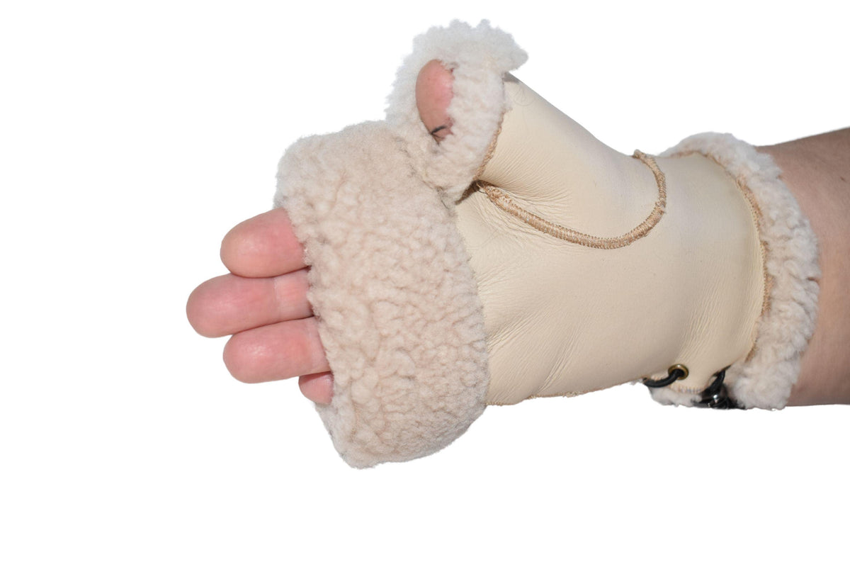 Γάντια χωρίς δάχτυλα Shearling: Χειροποίητα unisex χειμερινά γάντια από δέρμα προβάτου