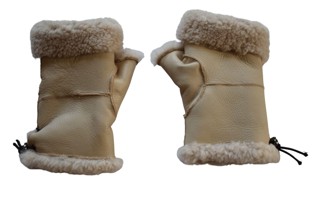 Γάντια χωρίς δάχτυλα Shearling: Χειροποίητα unisex χειμερινά γάντια από δέρμα προβάτου
