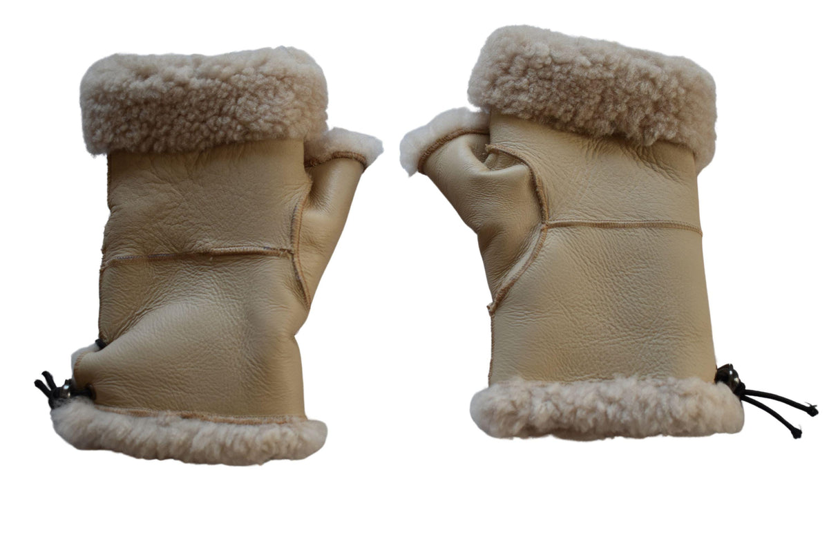 Γάντια χωρίς δάχτυλα Shearling: Χειροποίητα unisex χειμερινά γάντια από δέρμα προβάτου