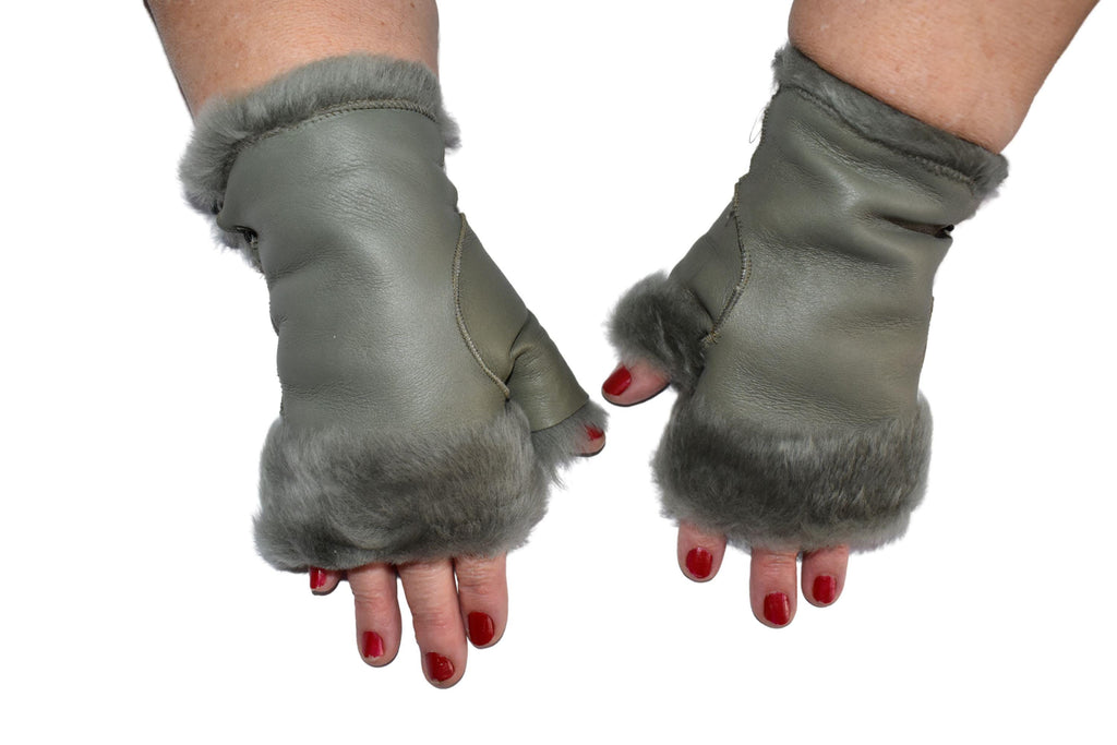 Handmade Shearling Fingerless Gloves: Genuine Sheepskin, Unisex