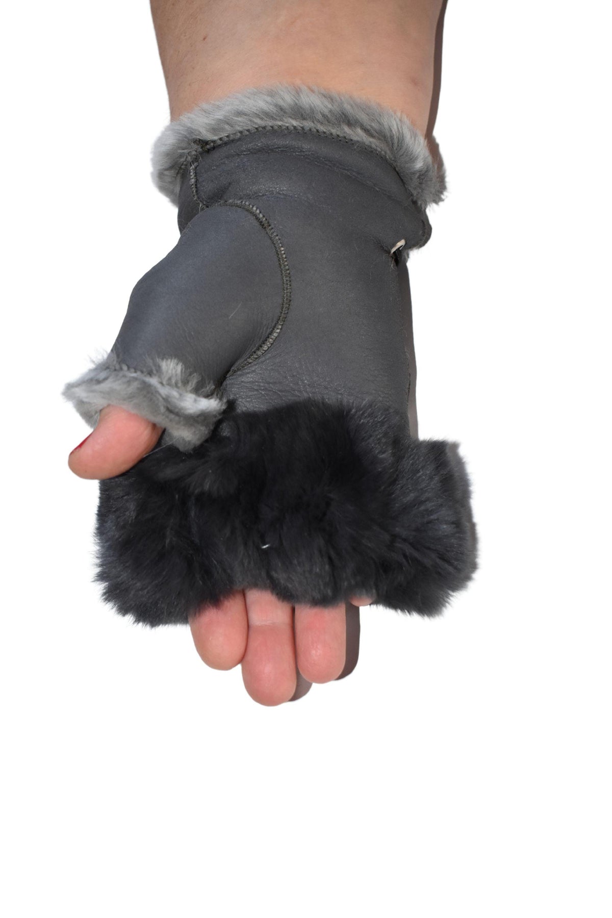Shearling Fingerless Gloves: Handmade Sheepskin Leather Winter Gloves